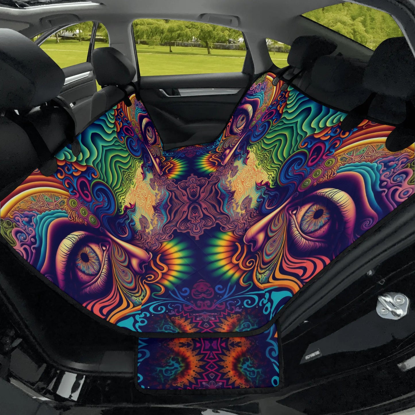 Psychedelic Face Car Pet Seat Cover - Waterproof Back Seat Cover Pet Hammock Dog Seat Protector