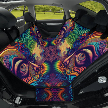 Psychedelic Face Car Pet Seat Cover - Waterproof Back Seat Cover Pet Hammock Dog Seat Protector