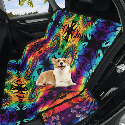 Rainbow Iron Cross Car Pet Seat Cover - Waterproof Back Seat Cover Pet Hammock Dog Seat Protector
