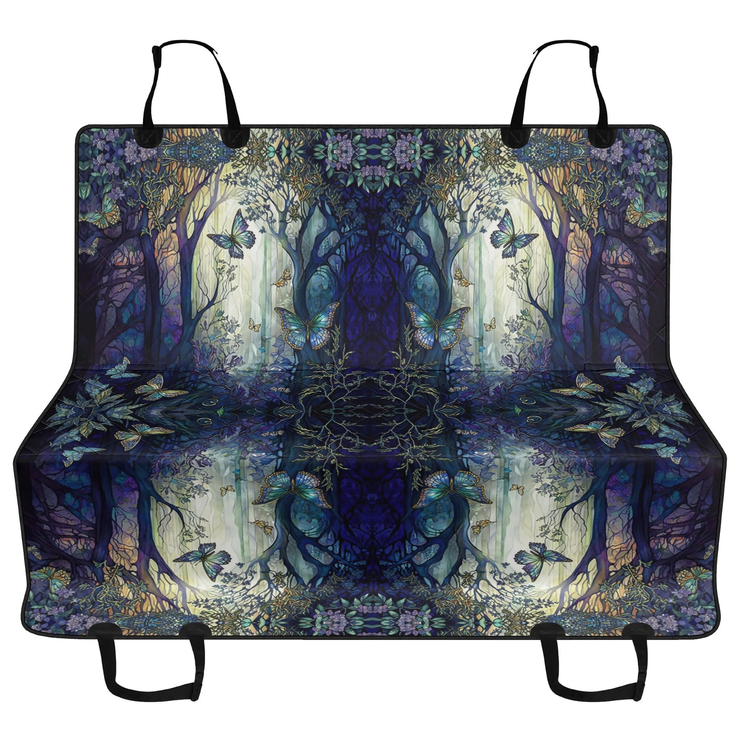 Blue Enchanted Forest Car Pet Seat Cover - Waterproof Back Seat Cover Pet Hammock Dog Seat Protector