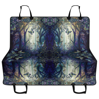 Blue Enchanted Forest Car Pet Seat Cover - Waterproof Back Seat Cover Pet Hammock Dog Seat Protector
