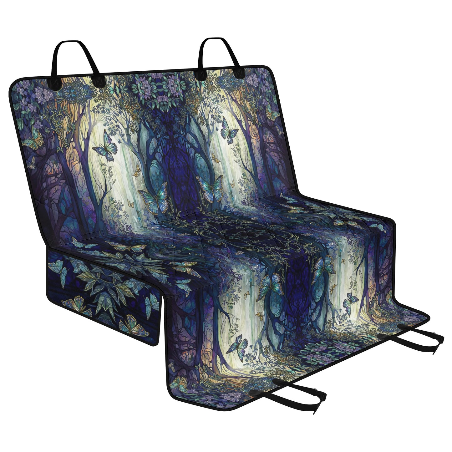 Blue Enchanted Forest Car Pet Seat Cover - Waterproof Back Seat Cover Pet Hammock Dog Seat Protector