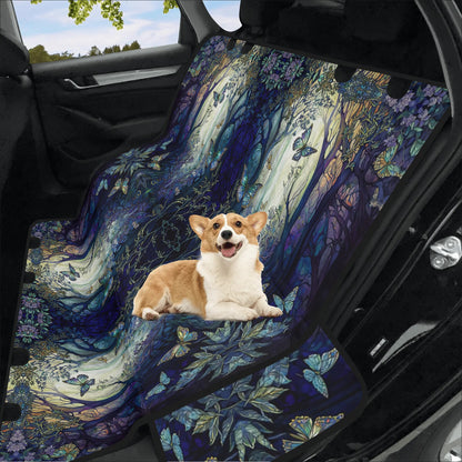 Blue Enchanted Forest Car Pet Seat Cover - Waterproof Back Seat Cover Pet Hammock Dog Seat Protector