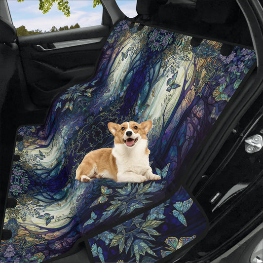 Blue Enchanted Forest Car Pet Seat Cover - Waterproof Back Seat Cover Pet Hammock Dog Seat Protector