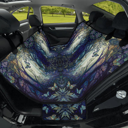 Blue Enchanted Forest Car Pet Seat Cover - Waterproof Back Seat Cover Pet Hammock Dog Seat Protector