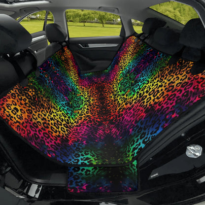 Bright Leopard Print Car Pet Seat Cover - Waterproof Back Seat Cover Pet Hammock Dog Seat Protector