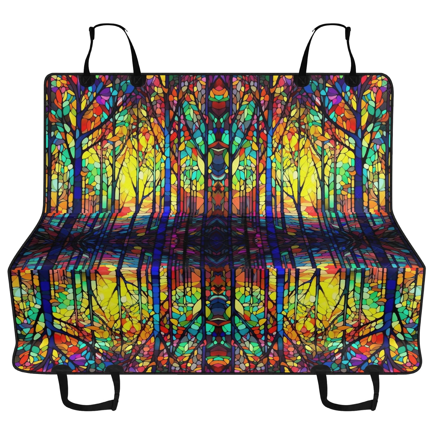 Yellow Tree Stained Glass Pet Seat Cover - Waterproof Back Seat Cover Pet Hammock Dog Seat Protector