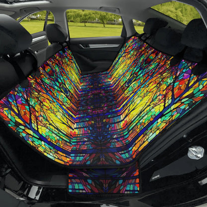 Yellow Tree Stained Glass Pet Seat Cover - Waterproof Back Seat Cover Pet Hammock Dog Seat Protector