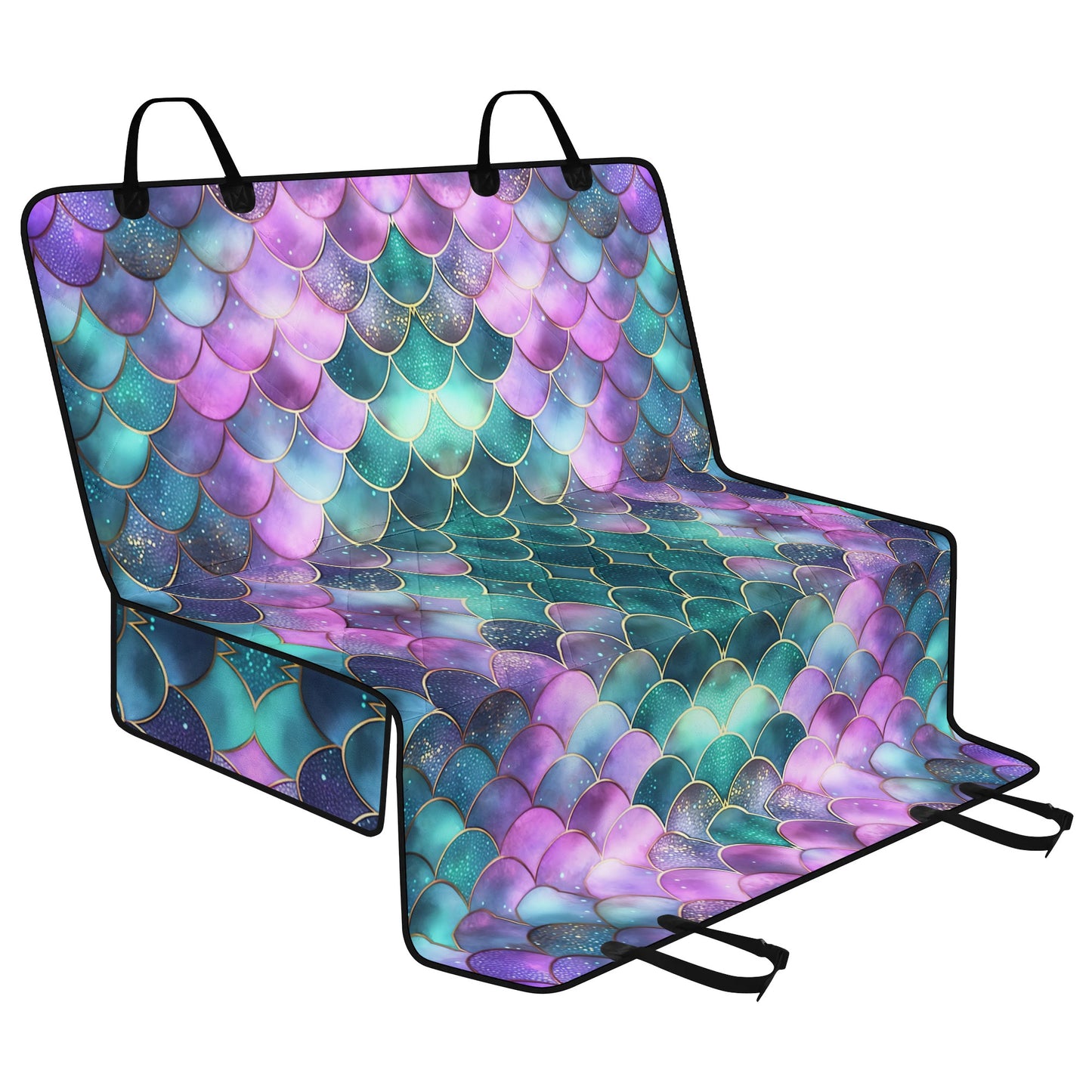 Mermaid Scales Purple Green  Pet Seat Cover - Waterproof Back Seat Cover Pet Hammock Dog Seat Protector