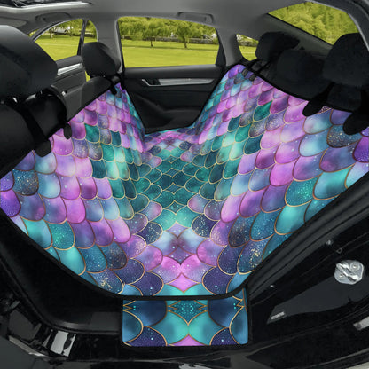 Mermaid Scales Purple Green  Pet Seat Cover - Waterproof Back Seat Cover Pet Hammock Dog Seat Protector