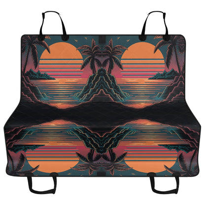 Retro Sunset   Pet Seat Cover - Waterproof Back Seat Cover Pet Hammock Dog Seat Protector