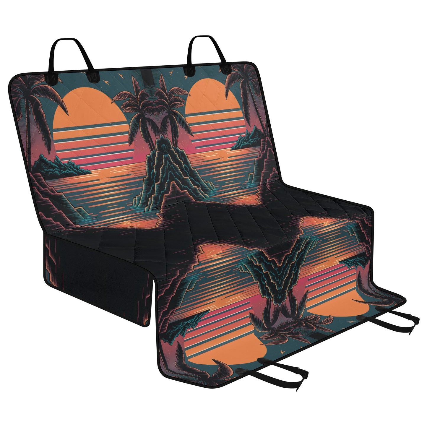 Retro Sunset   Pet Seat Cover - Waterproof Back Seat Cover Pet Hammock Dog Seat Protector