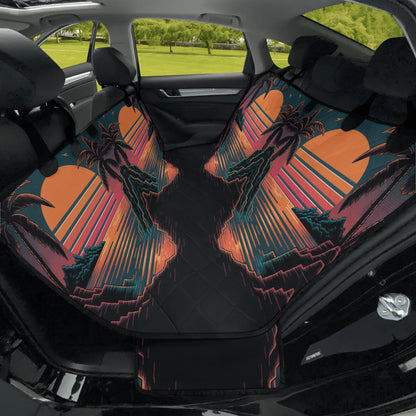 Retro Sunset   Pet Seat Cover - Waterproof Back Seat Cover Pet Hammock Dog Seat Protector