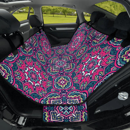 Funky Pink Mandala Pet Seat Cover - Waterproof Back Seat Cover Pet Hammock Dog Seat Protector