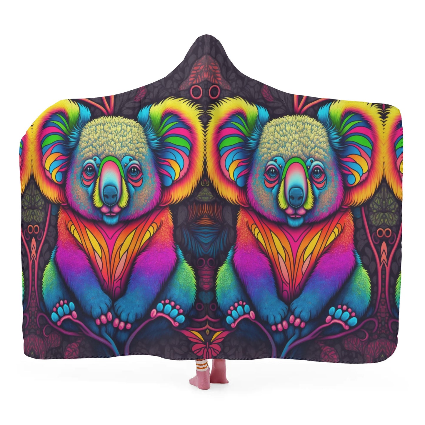 Psycho Koala Hooded Blanket - Micro Fleece Lining Cosy Sherpa Blanket