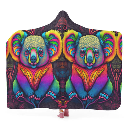 Psycho Koala Hooded Blanket - Micro Fleece Lining Cosy Sherpa Blanket