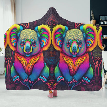 Psycho Koala Hooded Blanket - Micro Fleece Lining Cosy Sherpa Blanket