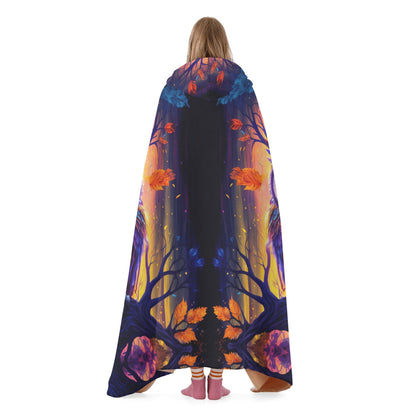 Psychedelic Owl Hooded Blanket - Micro Fleece Lining Cosy Sherpa Blanket