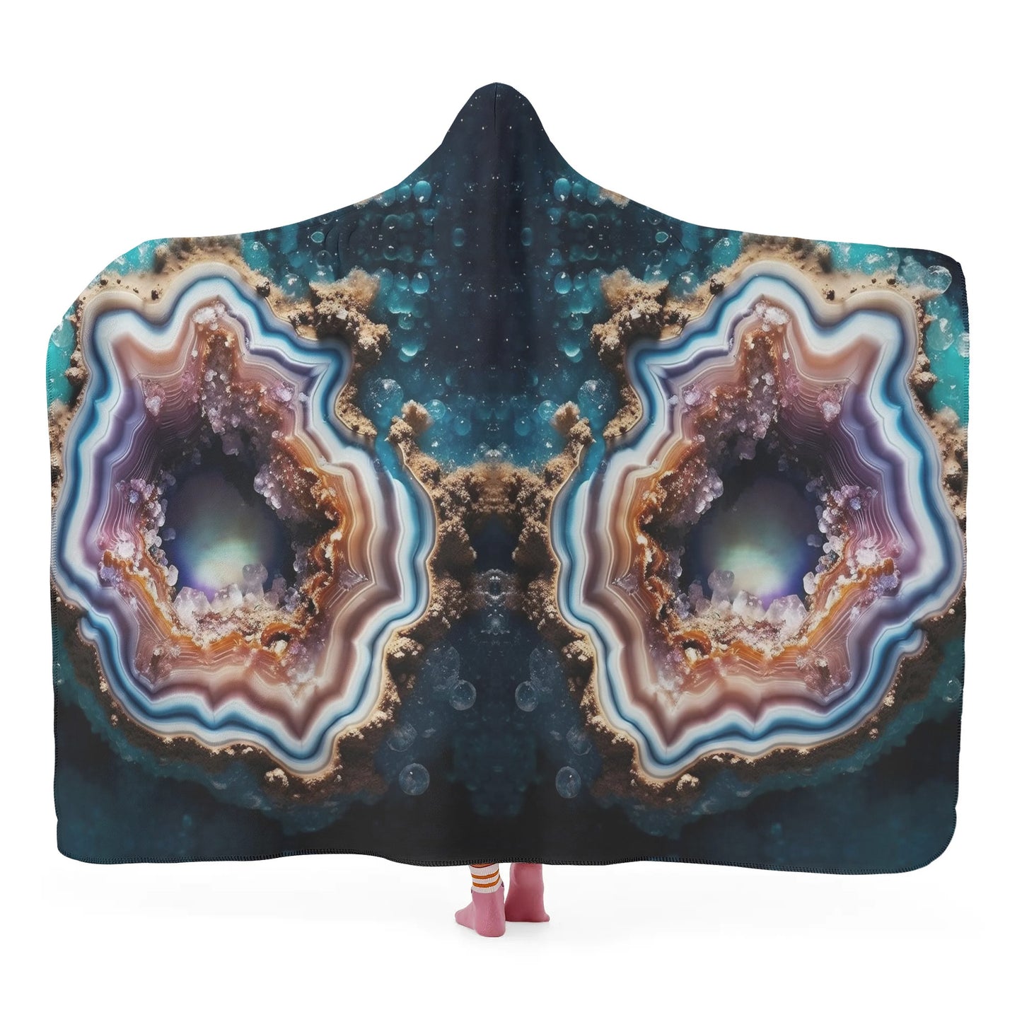 Cracked Geode Hooded Blanket - Micro Fleece Lining Cosy Sherpa Blanket