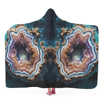Cracked Geode Hooded Blanket - Micro Fleece Lining Cosy Sherpa Blanket