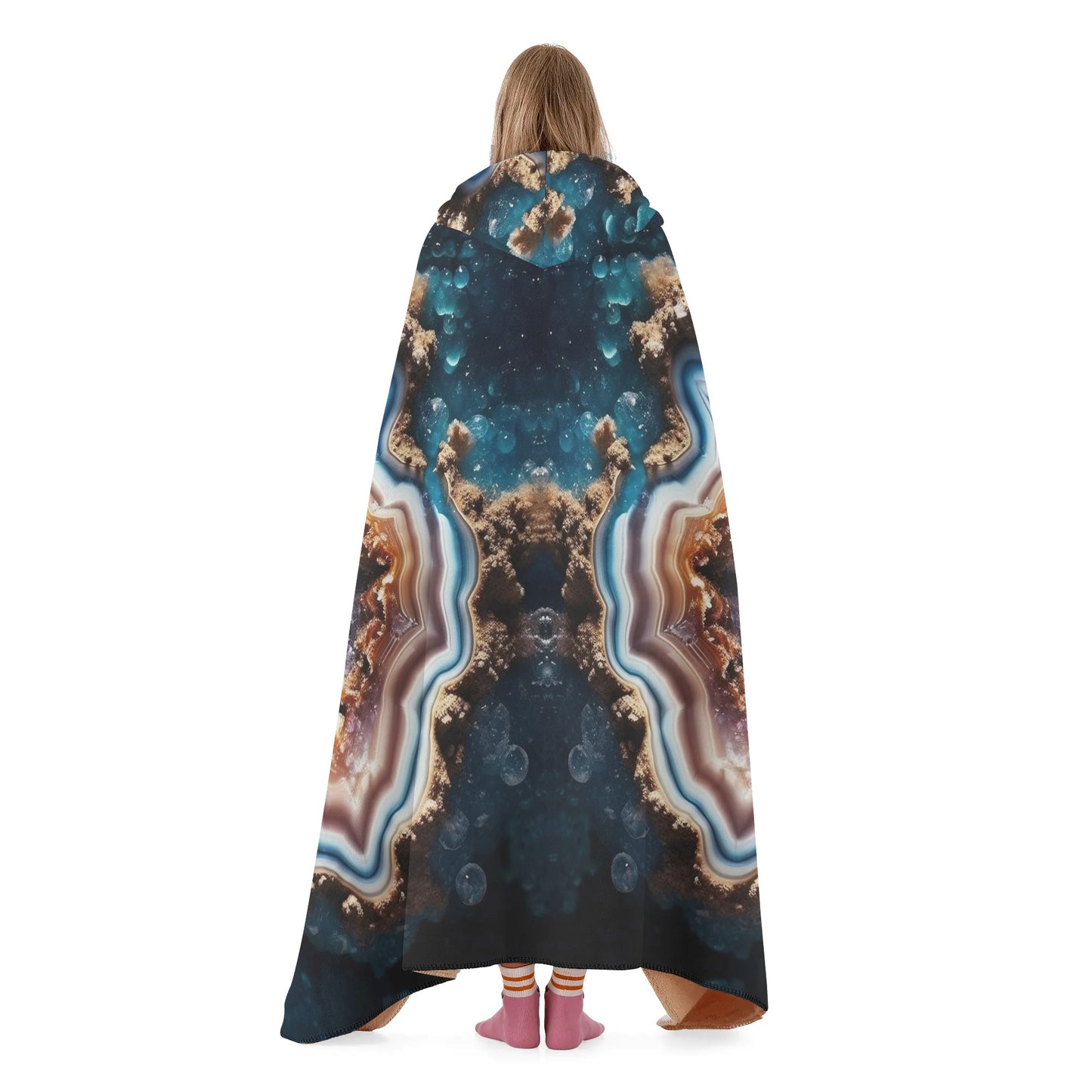 Cracked Geode Hooded Blanket - Micro Fleece Lining Cosy Sherpa Blanket