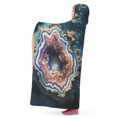 Cracked Geode Hooded Blanket - Micro Fleece Lining Cosy Sherpa Blanket