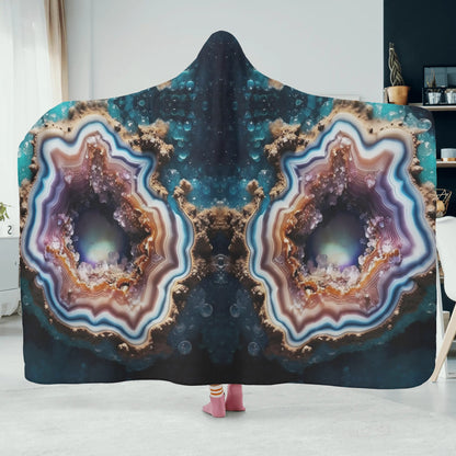 Cracked Geode Hooded Blanket - Micro Fleece Lining Cosy Sherpa Blanket