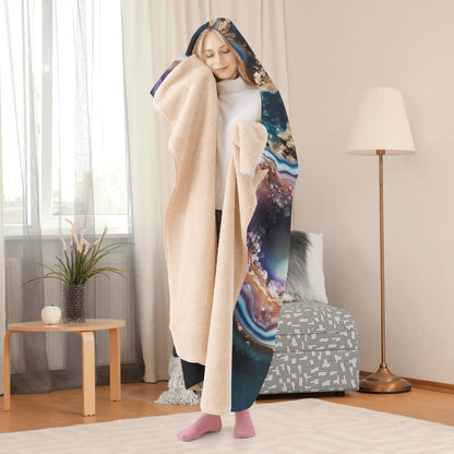 Cracked Geode Hooded Blanket - Micro Fleece Lining Cosy Sherpa Blanket