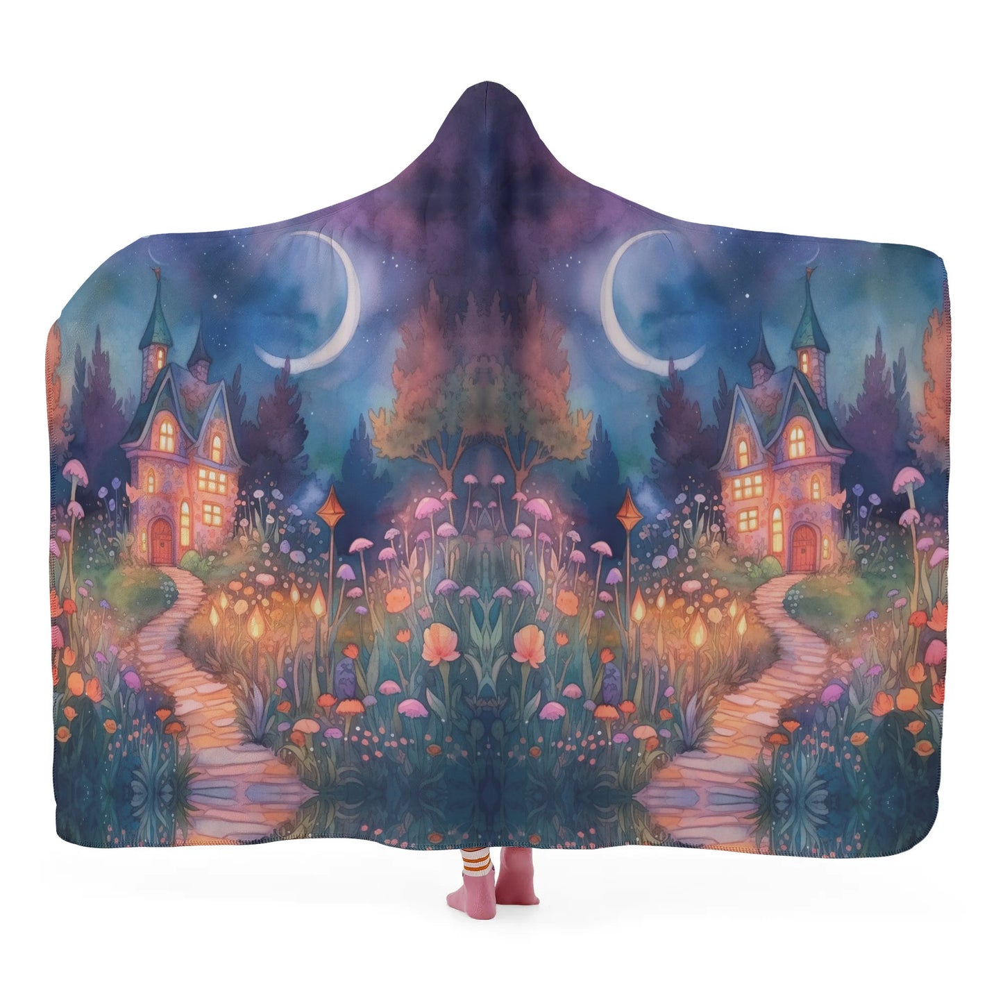 Magical Garden Hooded Blanket - Micro Fleece Lining Cosy Sherpa Blanket