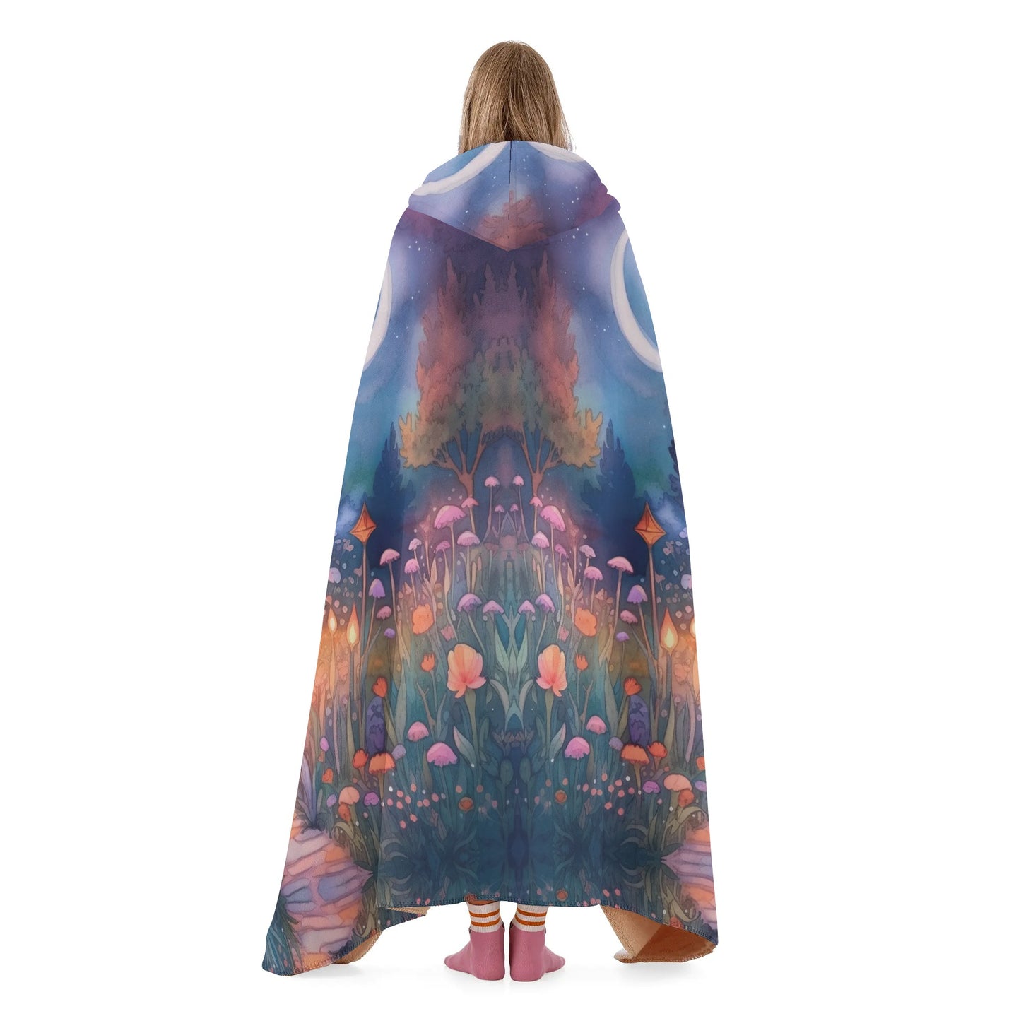 Magical Garden Hooded Blanket - Micro Fleece Lining Cosy Sherpa Blanket