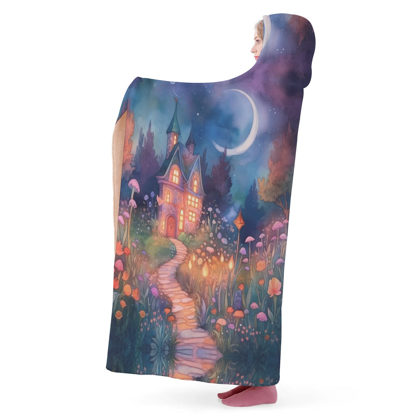 Magical Garden Hooded Blanket - Micro Fleece Lining Cosy Sherpa Blanket