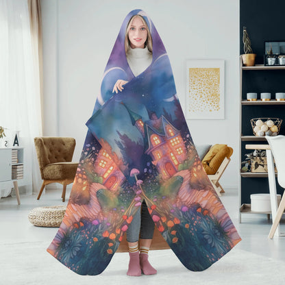 Magical Garden Hooded Blanket - Micro Fleece Lining Cosy Sherpa Blanket