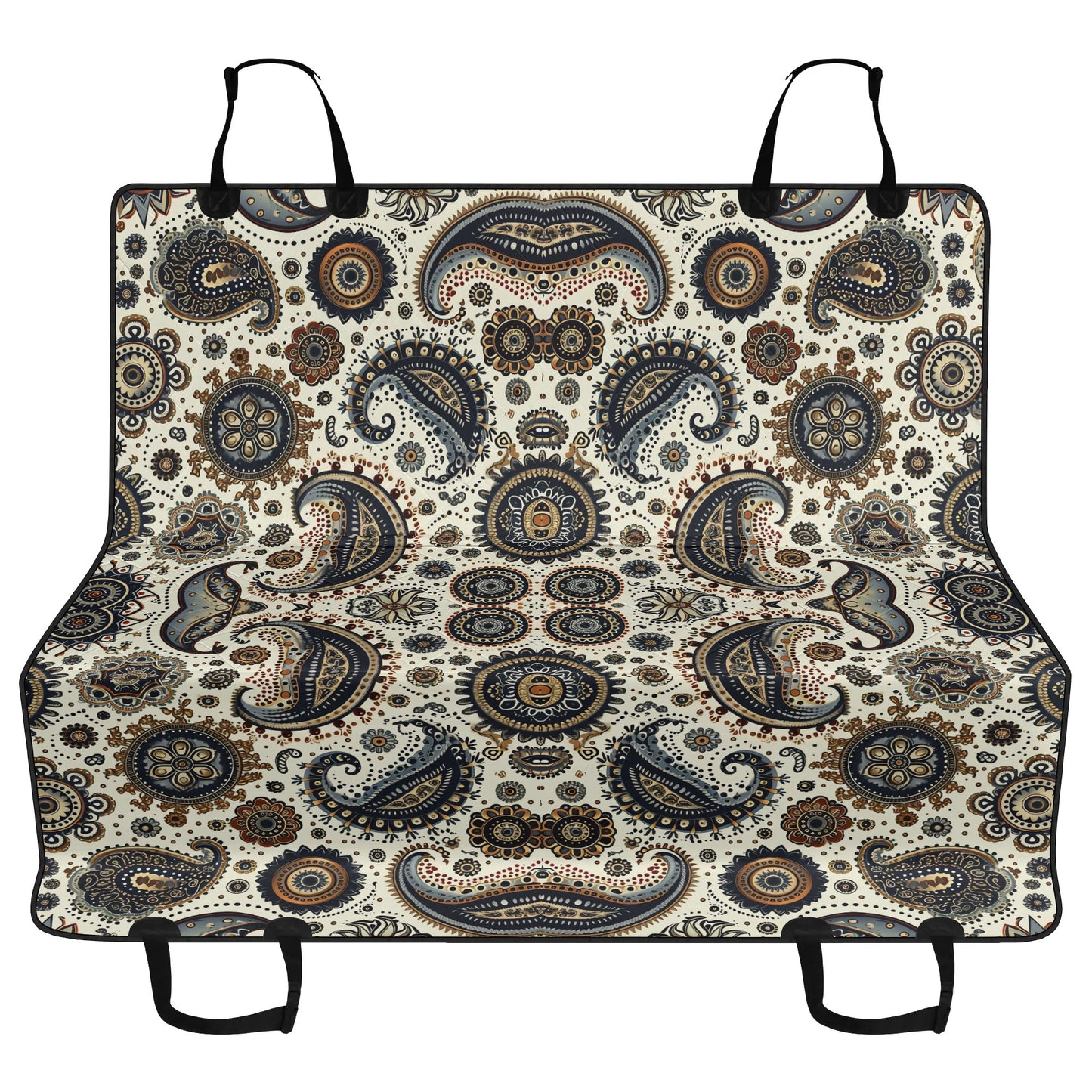 Paisley Circles White Pet Seat Cover - Waterproof Back Seat Cover Pet Hammock Dog Seat Protector