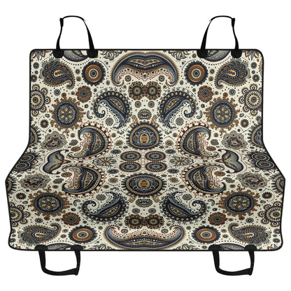 Paisley Circles White Pet Seat Cover - Waterproof Back Seat Cover Pet Hammock Dog Seat Protector