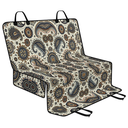 Paisley Circles White Pet Seat Cover - Waterproof Back Seat Cover Pet Hammock Dog Seat Protector