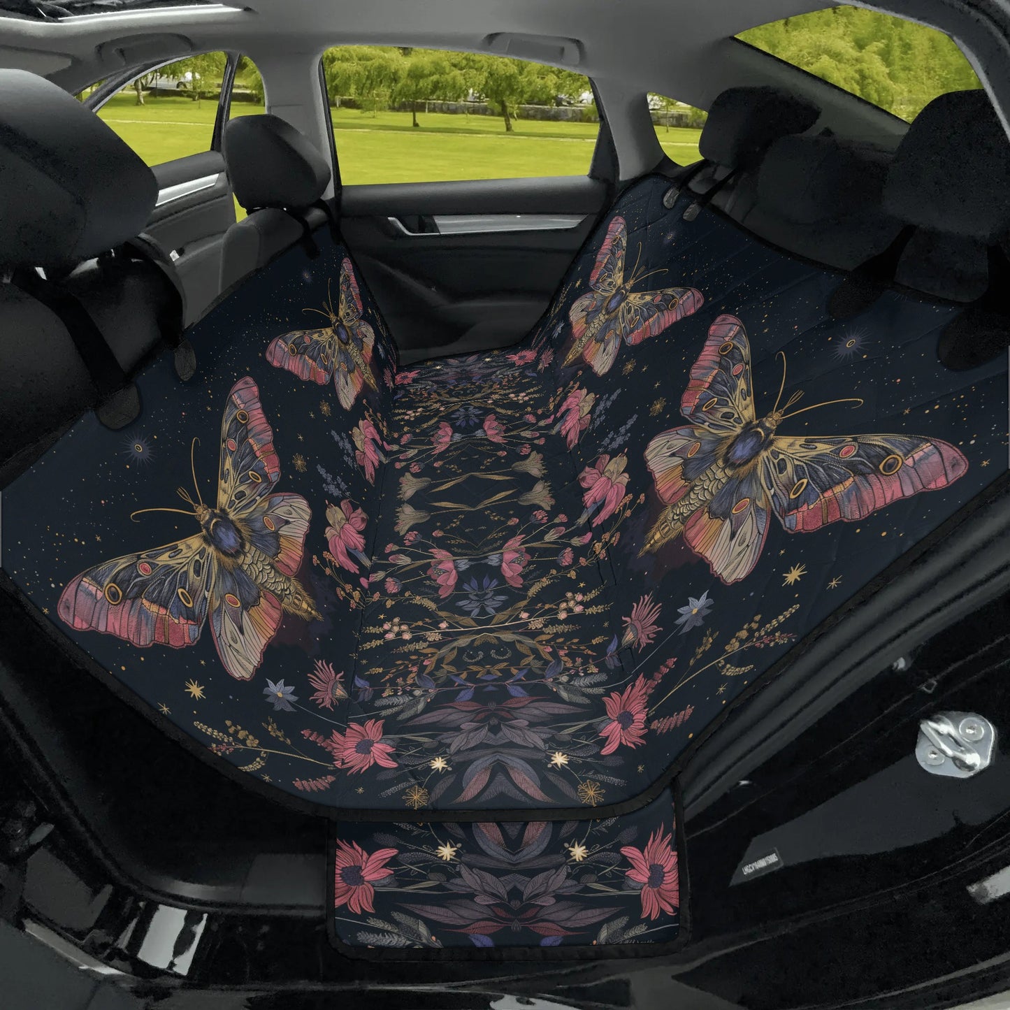 Luna Moth Pink Pet Seat Cover - Car Back Seat Cover Pet Hammock Dog Seat Protector Automotive Car Interior Waterproof Cover