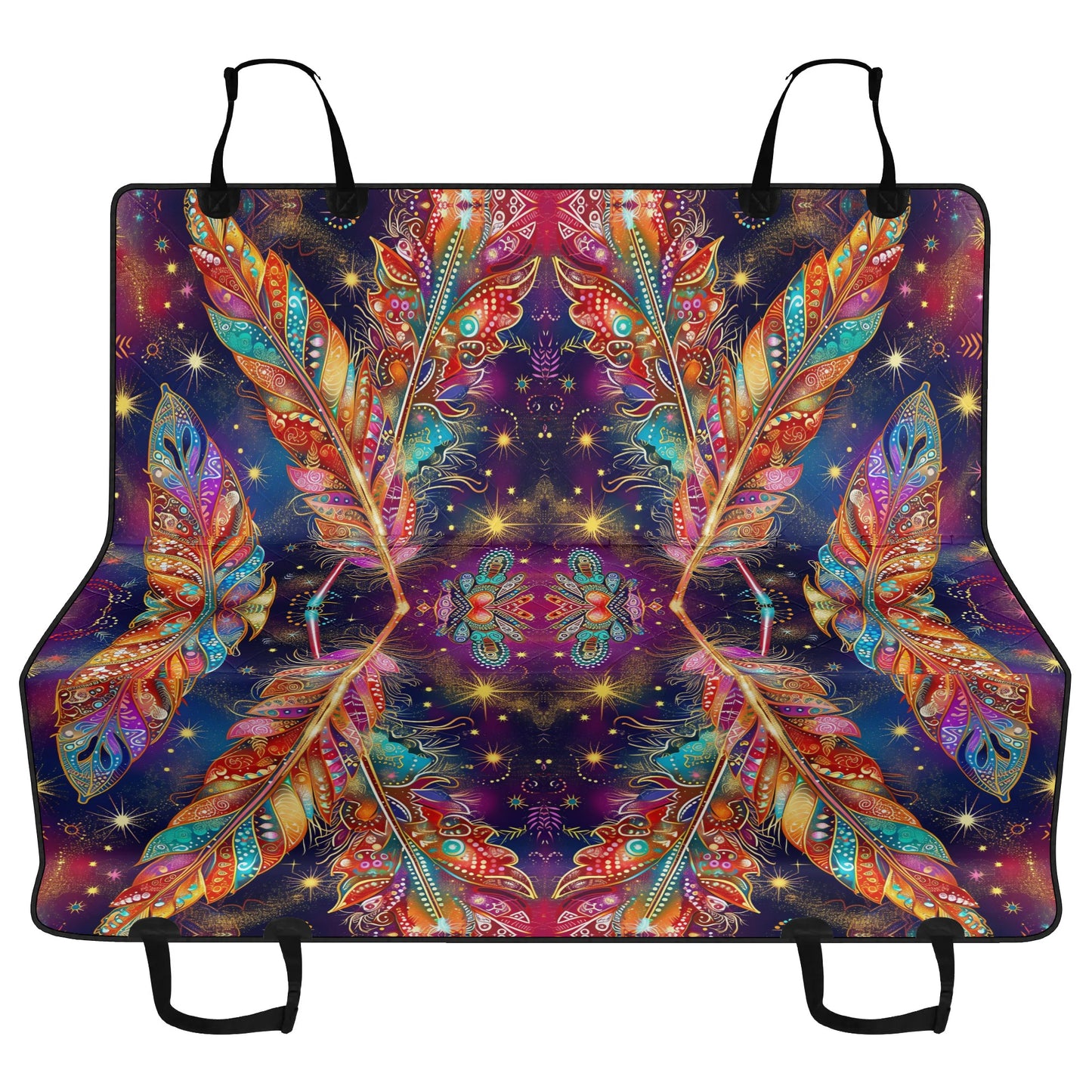 Mystical Vibe Feathers Pet Seat Cover - Waterproof Back Seat Cover Pet Hammock Dog Seat Protector