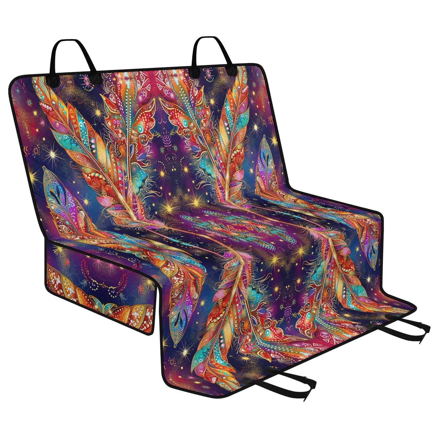 Mystical Vibe Feathers Pet Seat Cover - Waterproof Back Seat Cover Pet Hammock Dog Seat Protector