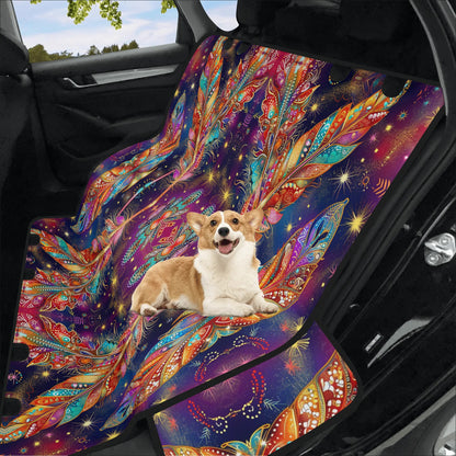 Mystical Vibe Feathers Pet Seat Cover - Waterproof Back Seat Cover Pet Hammock Dog Seat Protector