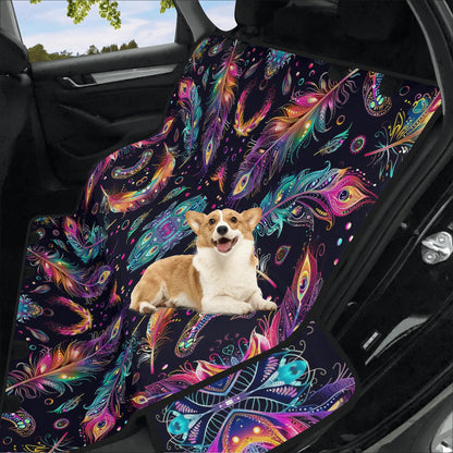 Mystical Bright Feathers Pet Seat Cover - Waterproof Back Seat Cover Pet Hammock Dog Seat Protector