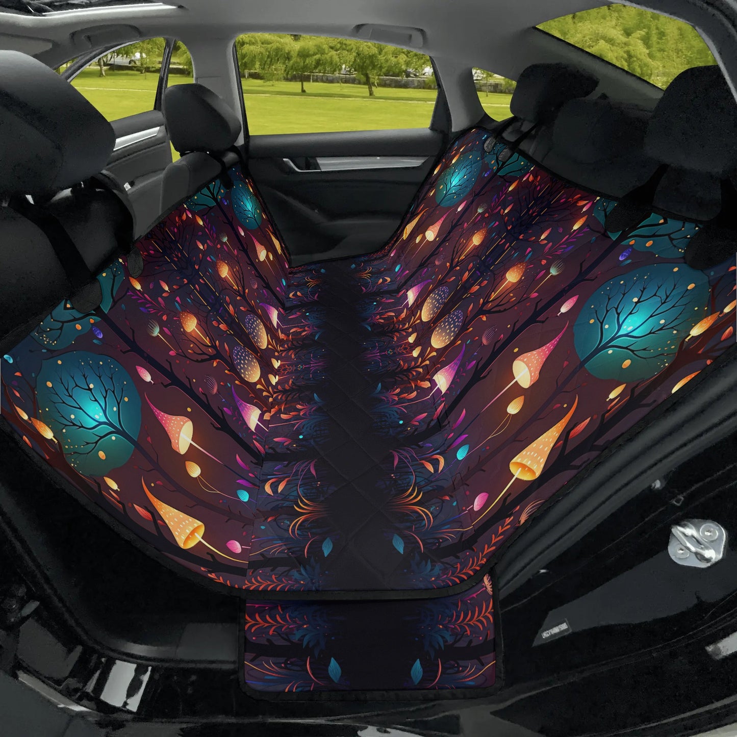 Magical Mushrooms Forest Pet Seat Cover - Car Back Seat Cover Pet Hammock Dog Seat Protector Automotive Car Interior Waterproof Cover