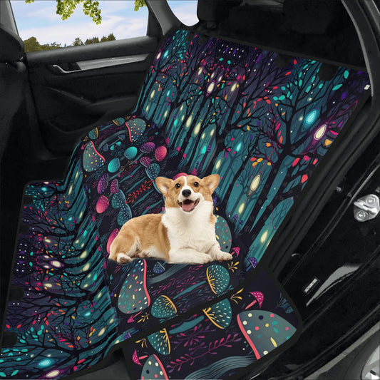 Glowing Mushrooms Forest Pet Seat Cover - Waterproof Back Seat Cover Pet Hammock Dog Seat Protector