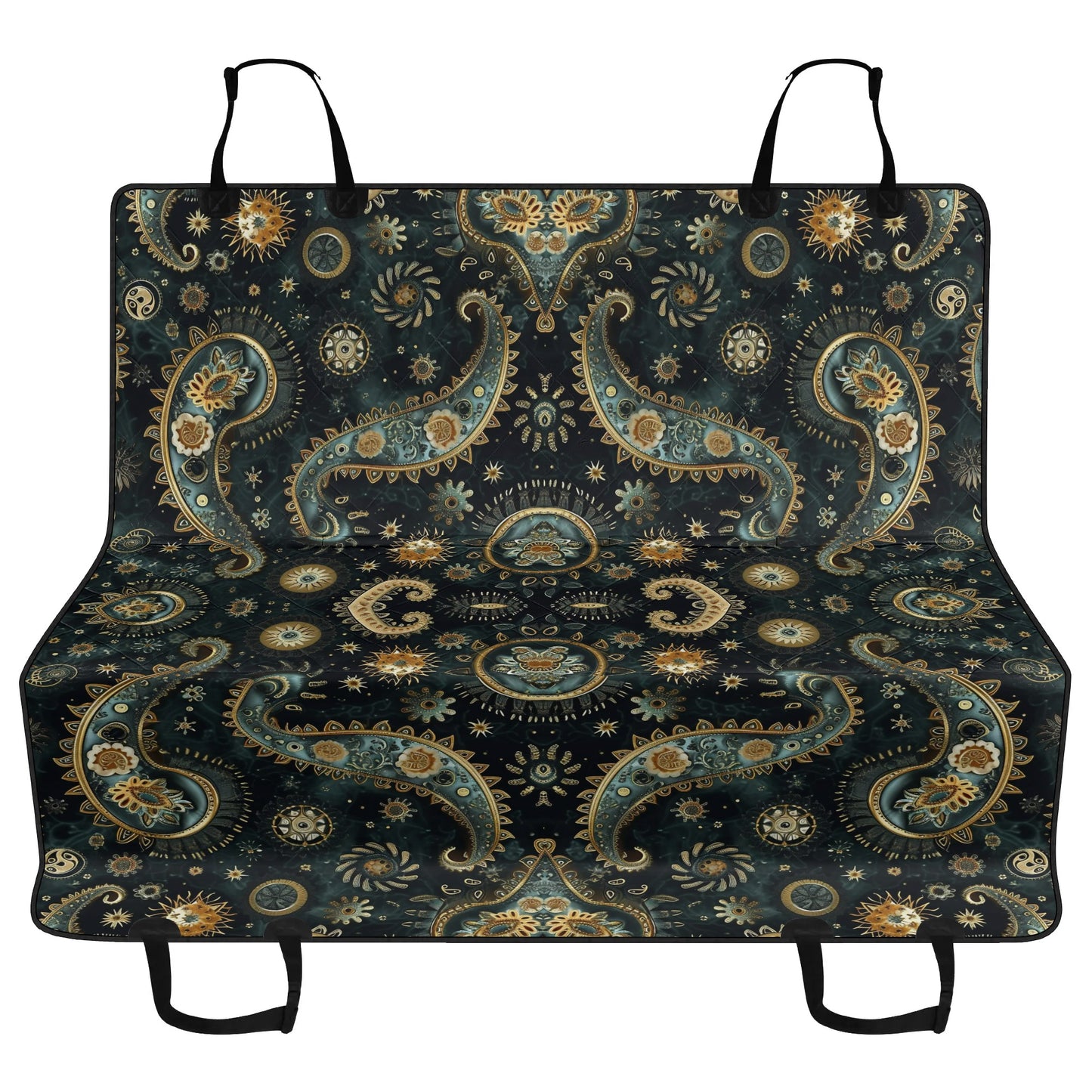 Paisley Print Black Pet Seat Cover - Waterproof Back Seat Cover Pet Hammock Dog Seat Protector
