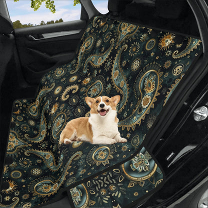 Paisley Print Black Pet Seat Cover - Waterproof Back Seat Cover Pet Hammock Dog Seat Protector