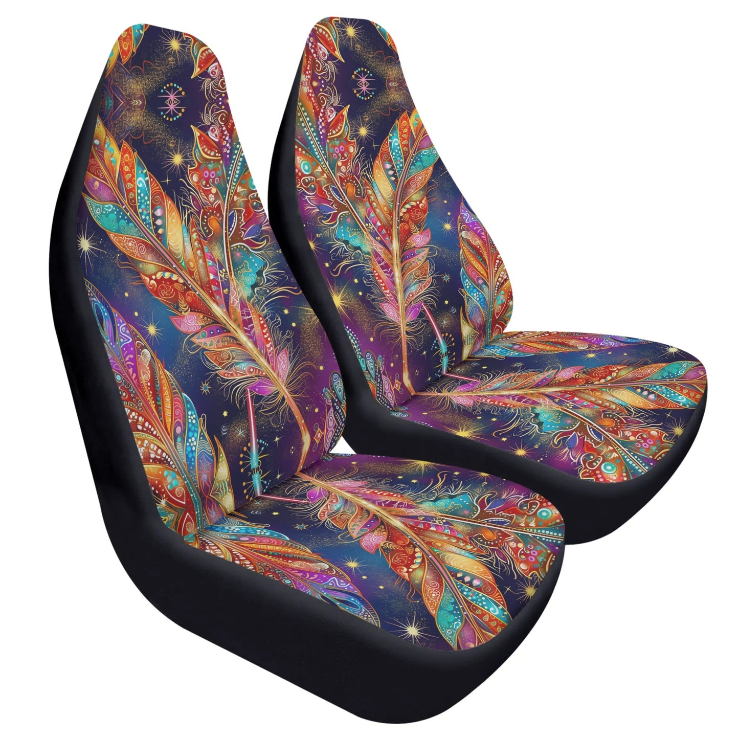 Mystical Vibe Feathers Car Seat Cover - Front Seat Cover or Full Set Front and Back Seat Cover Front Universal Fit