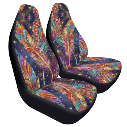Mystical Vibe Feathers Car Seat Cover - Front Seat Cover or Full Set Front and Back Seat Cover Front Universal Fit