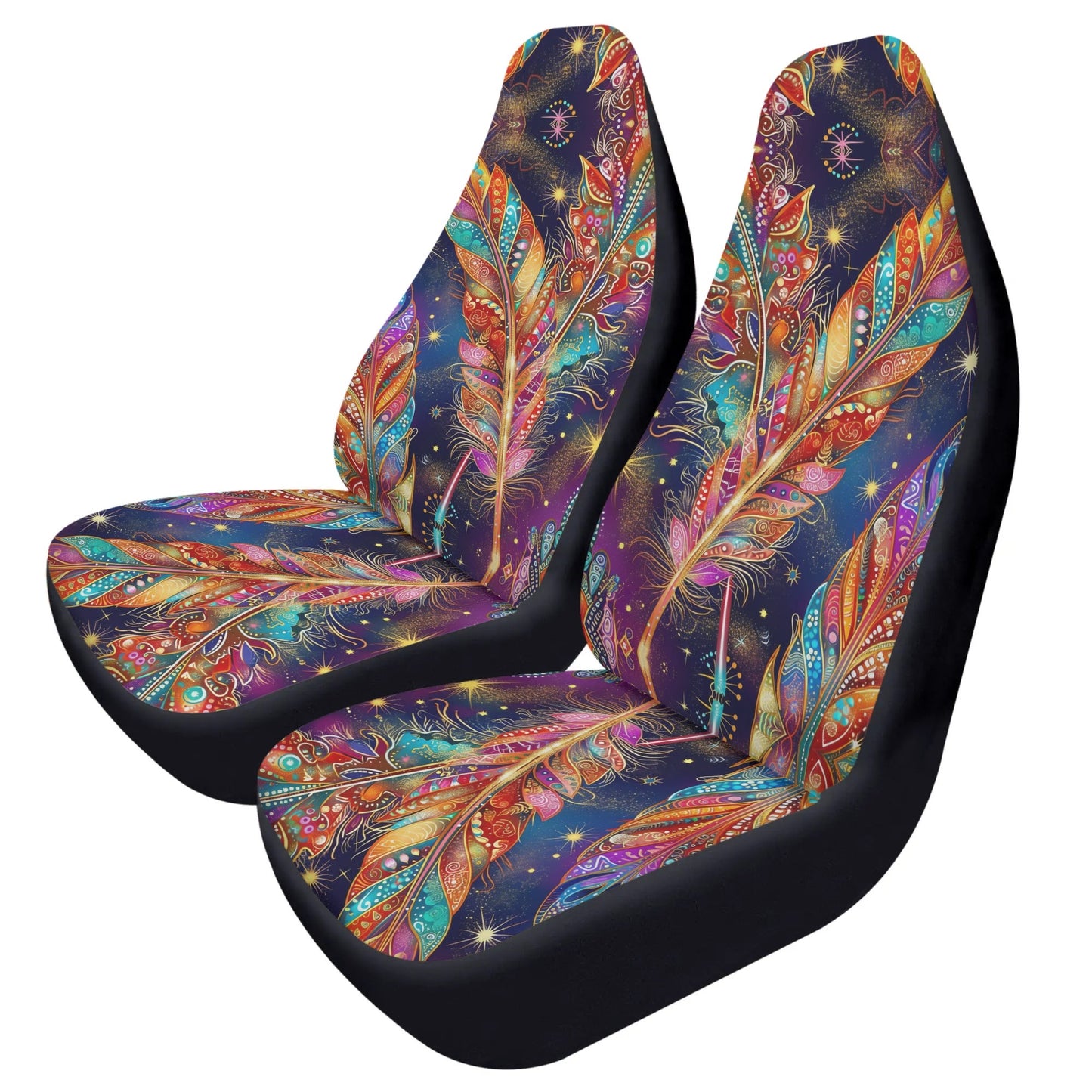 Mystical Vibe Feathers Car Seat Cover - Front Seat Cover or Full Set Front and Back Seat Cover Front Universal Fit