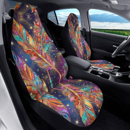 Mystical Vibe Feathers Car Seat Cover - Front Seat Cover or Full Set Front and Back Seat Cover Front Universal Fit