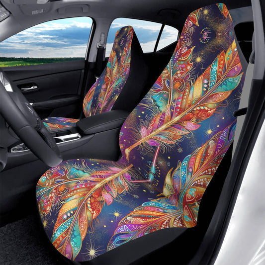 Mystical Vibe Feathers Car Seat Cover - Front Seat Cover or Full Set Front and Back Seat Cover Front Universal Fit