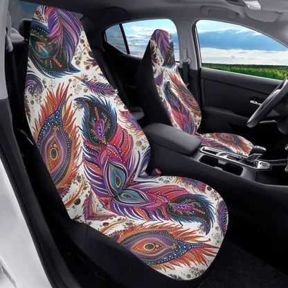 Tribal Feathers Car Seat Cover - Front Seat Cover or Full Set Front and Back Seat Cover Front Universal Fit